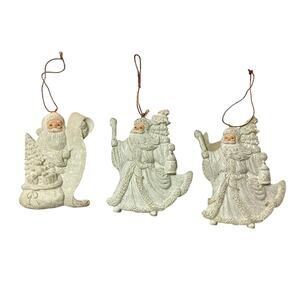 Set of 3 Giltter Santa Christmas Ornaments